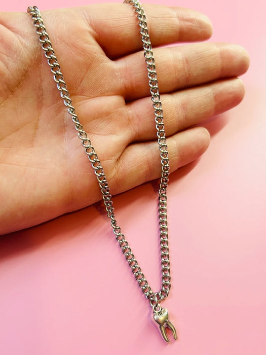 Tooth Necklace | Stainless Steel Charm Pendant Chain | Light Years Jewelry