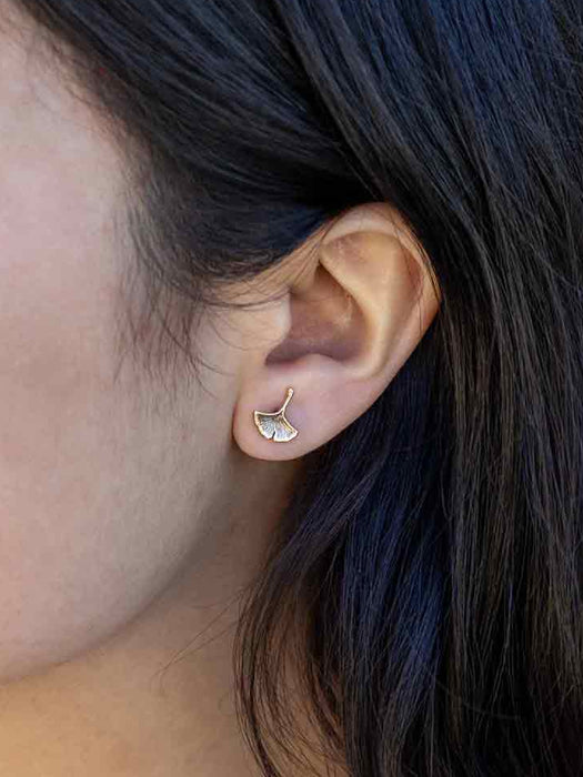 Bronze Ginkgo Leaf Posts | Sterling Silver Bronze Studs Earrings | Light Years