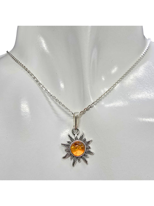 Petite Baltic Amber Sun Pendant | Sterling Silver | Light Years Jewelry