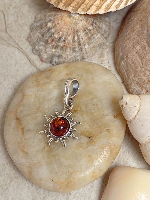 Petite Baltic Amber Sun Pendant | Sterling Silver | Light Years Jewelry