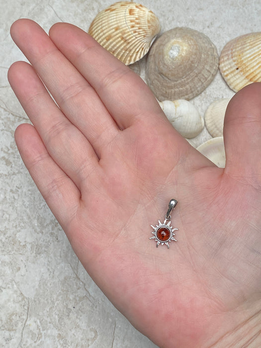 Petite Baltic Amber Sun Pendant | Sterling Silver | Light Years Jewelry