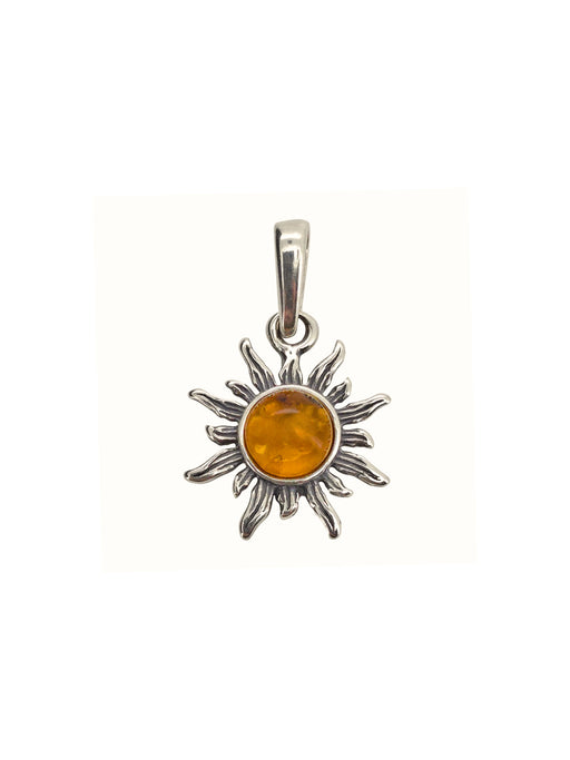 Petite Baltic Amber Sun Pendant | Sterling Silver | Light Years Jewelry