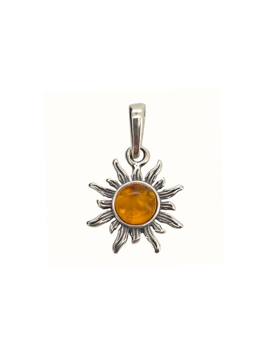 Petite Baltic Amber Sun Pendant | Sterling Silver | Light Years Jewelry
