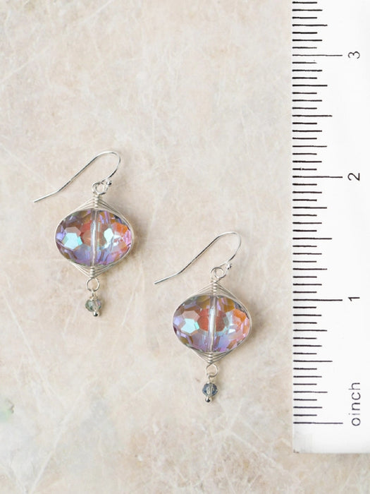 Iridescent Crystal Herringbone Dangles by Anne Vaughan | Sterling Silver Earrings | Light Years