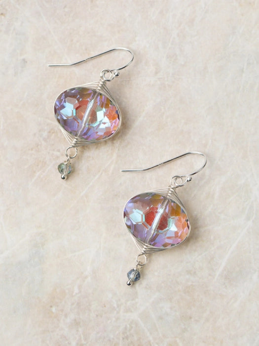 Iridescent Crystal Herringbone Dangles by Anne Vaughan | Sterling Silver Earrings | Light Years