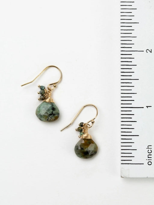 African Turquoise Briolette Cluster Dangles by Anne Vaughan | Gold Filled Earrings | Light Years