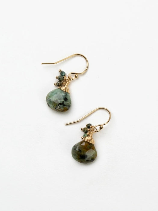 African Turquoise Briolette Cluster Dangles by Anne Vaughan | Gold Filled Earrings | Light Years