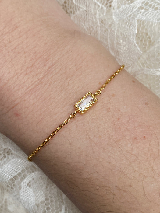 Baguette CZ Chain Bracelet | Crystal White Gold Plated | Light Years
