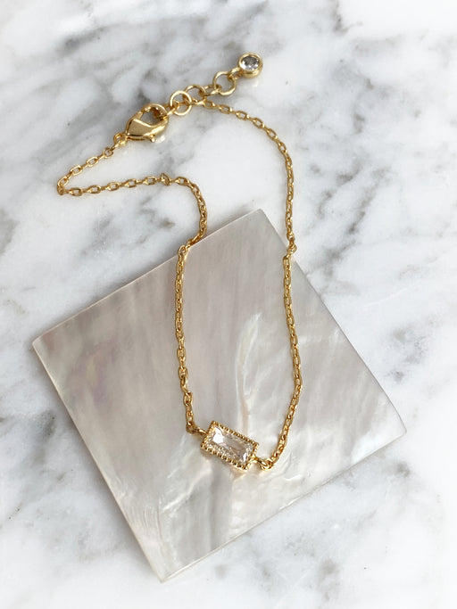 Baguette CZ Chain Bracelet | Crystal White Gold Plated | Light Years