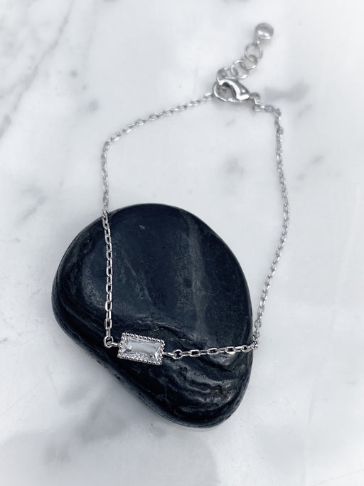 Baguette CZ Chain Bracelet | Crystal White Gold Plated | Light Years