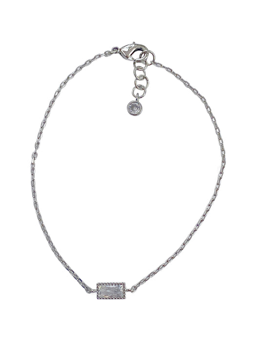 Baguette CZ Chain Bracelet | Crystal White Gold Plated | Light Years