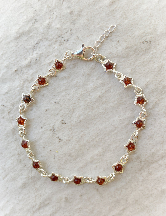 Amber Star Link Bracelet | Sterling Silver Baltic Amber | Light Years 