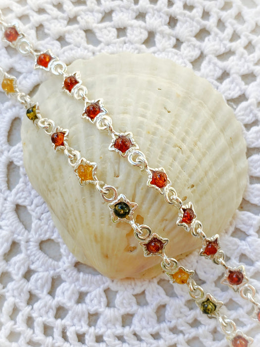 Amber Star Link Bracelet | Sterling Silver Baltic Amber | Light Years 