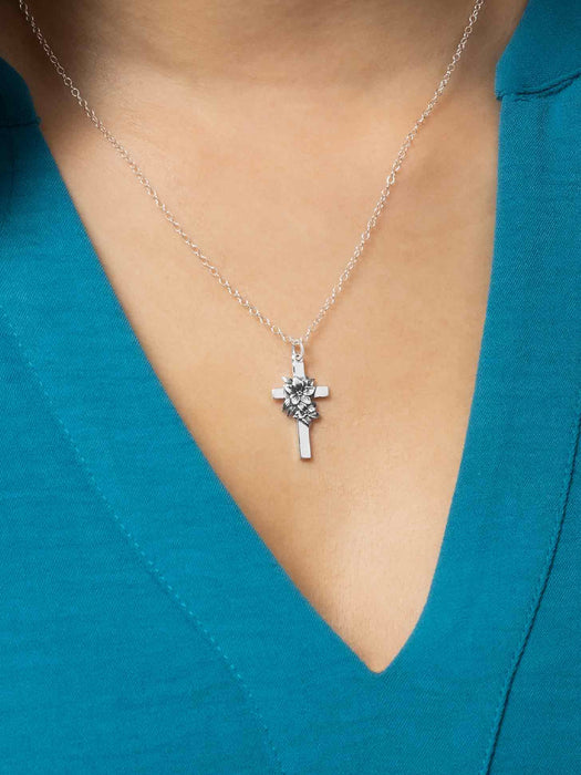 Lily & Cross Necklace | Sterling Silver Pendant Chain | Light Years Jewelry