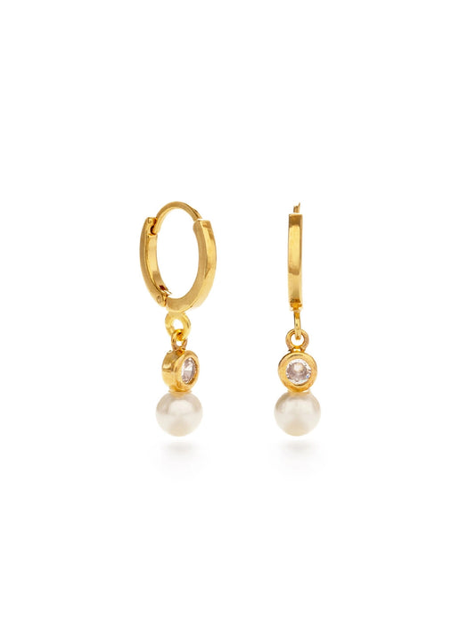 Pearl & Crystal Huggie Hoops by Amano Studio
