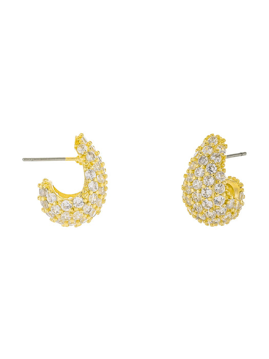 CZ Domed Drop Posts | Gold Plated Statement Studs Earrings | Light Years