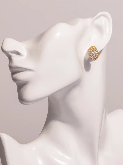 CZ Domed Drop Posts | Gold Plated Statement Studs Earrings | Light Years