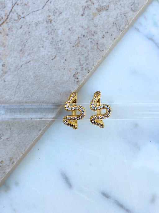 CZ Snake Huggie Hoops | Gold Plated Earrings | Light Years Jewelry