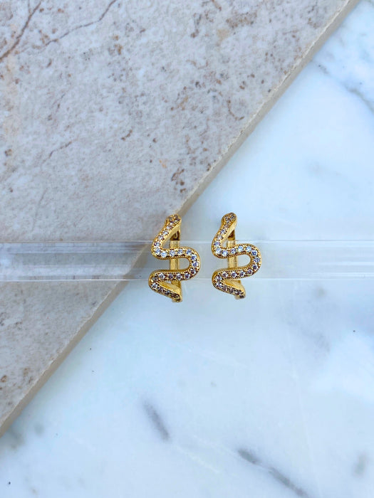 CZ Snake Huggie Hoops | Gold Plated Earrings | Light Years Jewelry