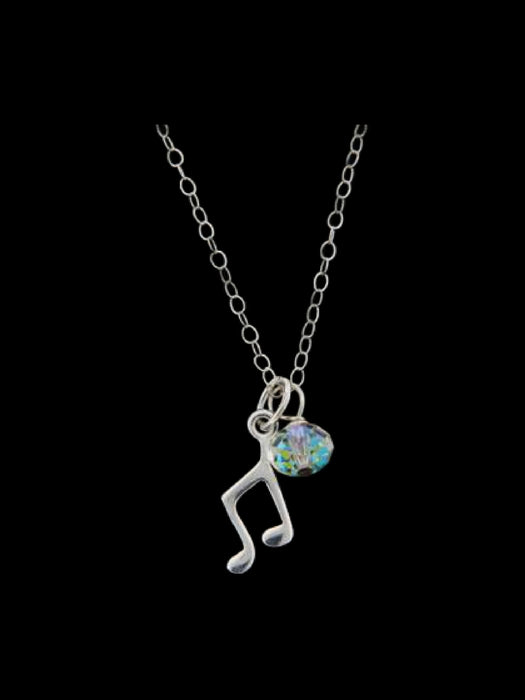 Music Note Charm Necklace | Sterling Silver Swarovski Pendant Chain | Light Years