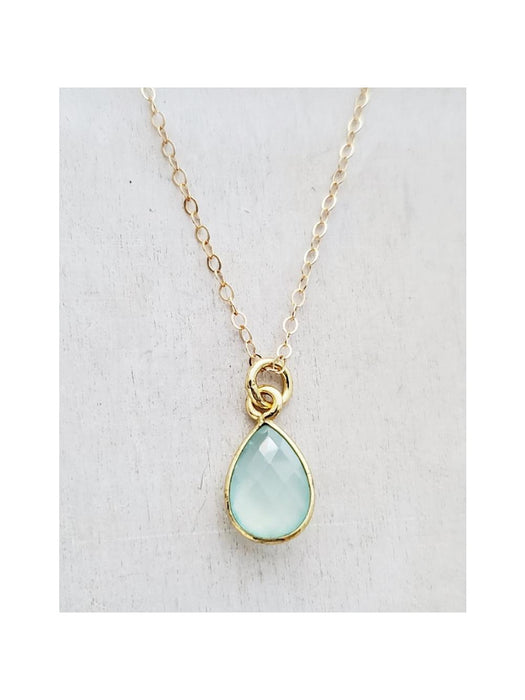 Chalcedony Teardrop Necklace | 14kt Gold Filled Chain Pendant | Light Years