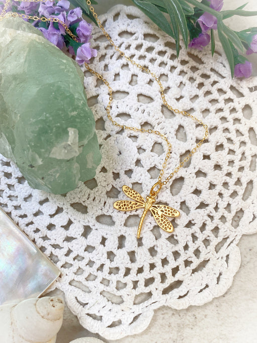 Matte Dragonfly Necklace | Gold Filled Chain Chain Pendant | Light Years