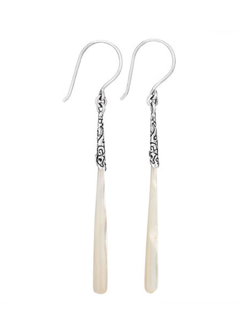 Mother of Pearl Detailed Drop Dangles | Sterling Silver Earrings | Light Years