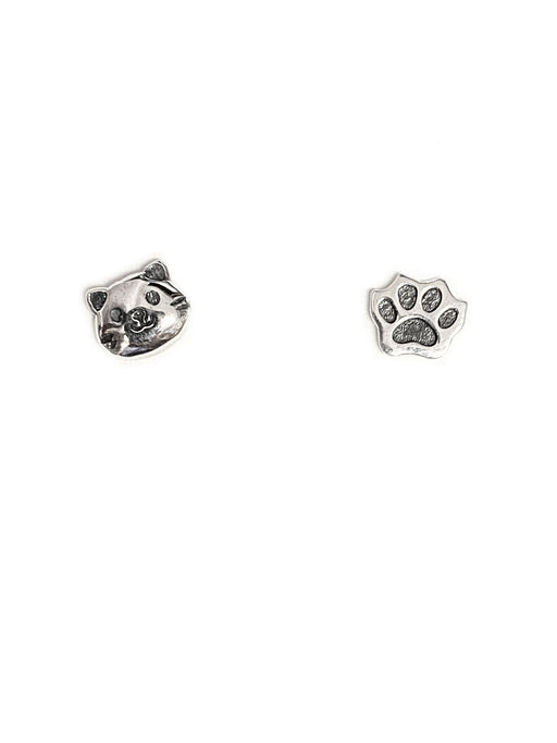 Cat & Paw Print Posts | Sterling Silver Studs Earrings | Light Years