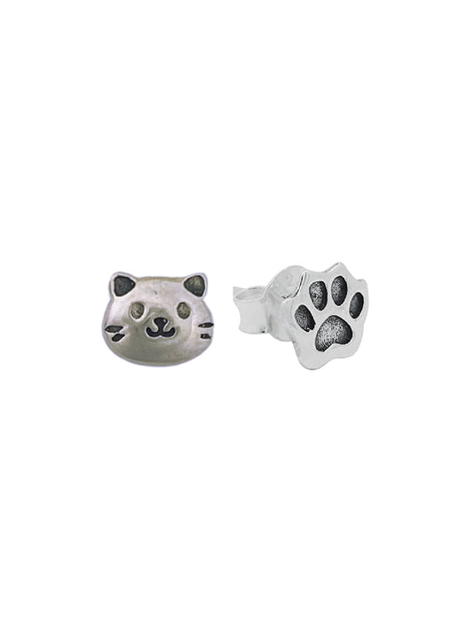 Cat & Paw Print Posts | Sterling Silver Studs Earrings | Light Years