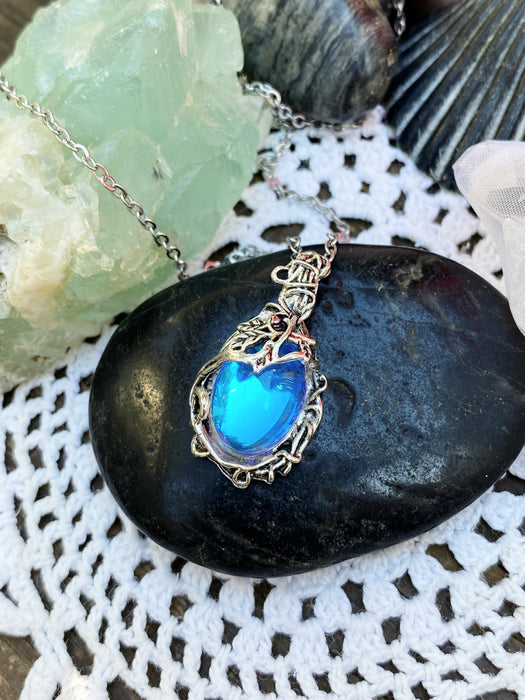 Magic Mirror Necklace | Silver Iridescent Fashion Chain Pendant | Light Years