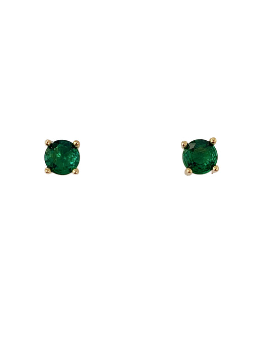 Prong Set Emerald Crystal Posts | Gold Plated Sterling Silver Studs Earrings | Light Years