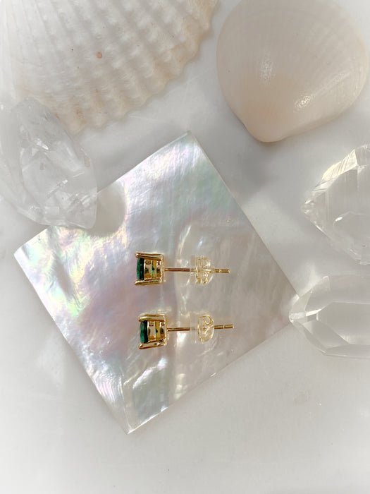 Prong Set Crystal Posts | Gold Plated Sterling Silver Studs Earrings | Light Years