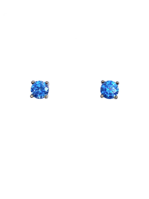 Prong Set Aqua Crystal Posts | Gold Plated Sterling Silver Studs Earrings | Light Years