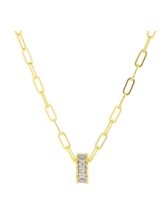 Floating CZ Ring Necklace | Gold Plated Pendant Chain | Light Years