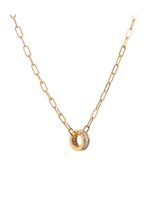 Floating CZ Ring Necklace | Gold Plated Pendant Chain | Light Years