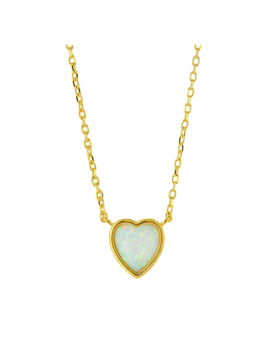 Opal Heart Necklace | Gold Plated Fashion Chain | Light Years Jewelry