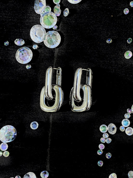 Thick Chain Linked Huggie Hoops | Silver Plated Earrings | Light Years