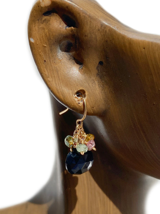 Onyx & Tourmaline Cluster Dangles | Gold Filled Earrings | Light Years
