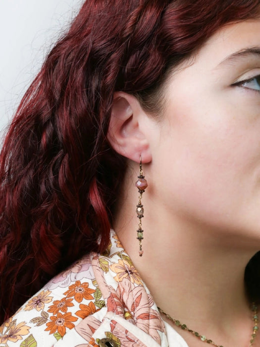 Mauve Czech Glass Cascade Dangles by Anne Vaughan | Brass Earrings | Light Years