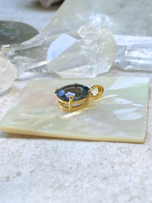 Faceted Belgian Teal Fluorite Pendant | 18kt Gold Vermeil | Light Years