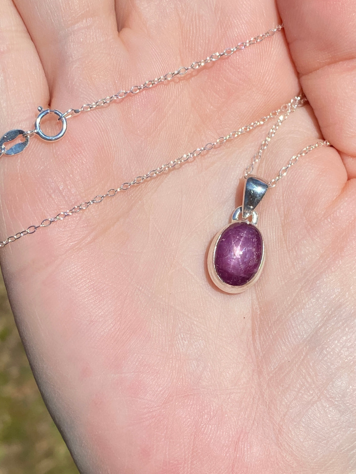 Star Ruby Necklace | Sterling Silver Pendant Chain | Light Years