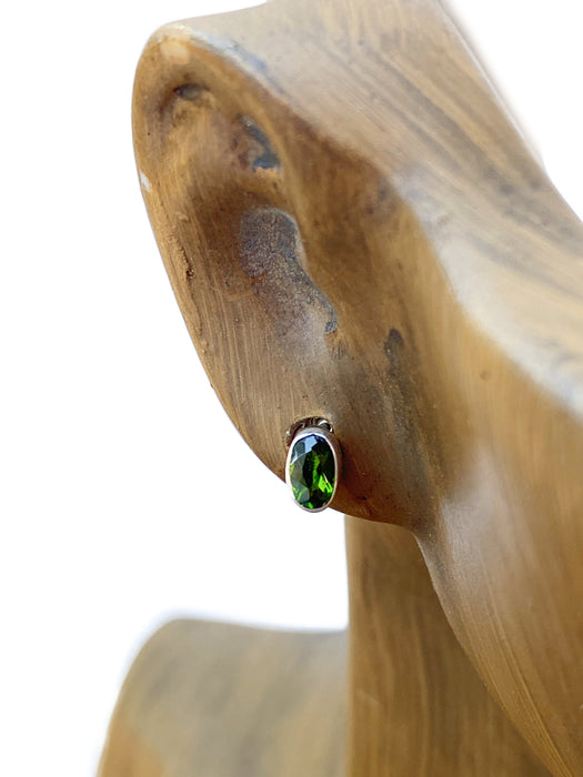 Faceted Chrome Diopside Posts | Sterling Silver Studs Earrings | Light Years