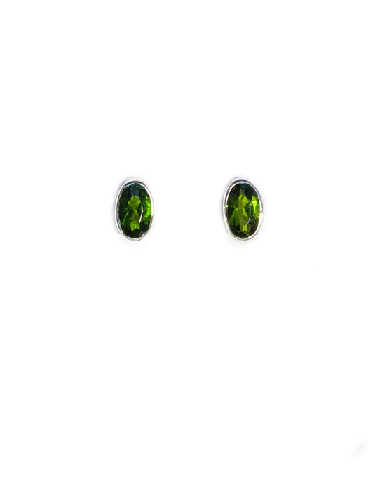 Faceted Chrome Diopside Posts | Sterling Silver Studs Earrings | Light Years