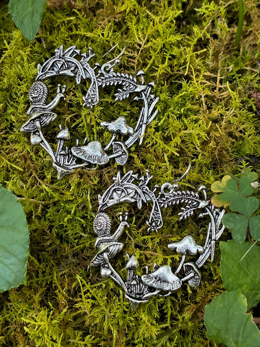 Snail Mushroom Fern Heart Dangles | Silver Fashion Earrings | Light Years