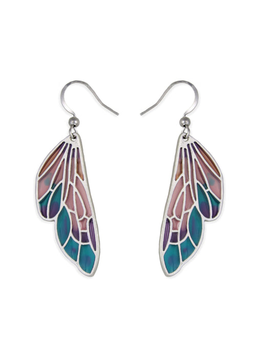 Stained Glass Butterfly Wing Dangles | Silver Acrylic Fashion Earrings  | Light Years