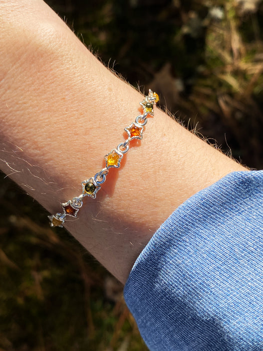 Amber Star Link Bracelet | Sterling Silver Baltic Amber | Light Years 