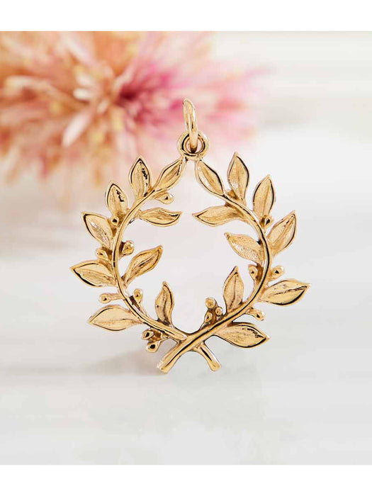 Laurel Wreath Bronze Pendant | Gold Vermeil Necklace | Light Years Jewelry
