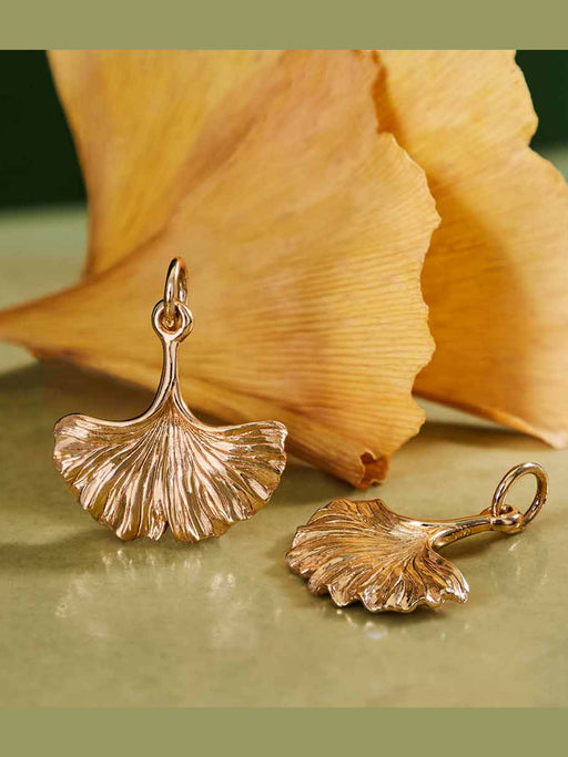Ginkgo Leaf Pendant | Sterling Silver Bronze Charm Necklace | Light Years