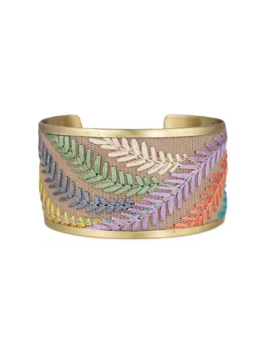 Pastel Ferns Embroidered Cuff Bracelet | Light Years Jewelry