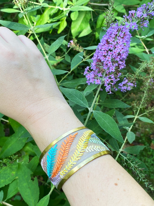Pastel Ferns Embroidered Cuff Bracelet | Light Years Jewelry